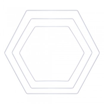 Set drátěných polotovarů, 3 velikosti - hexagon, bílá