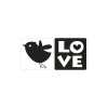 Odlévací šablonka - LOVE+ptáček, 25x30mm, 2ks