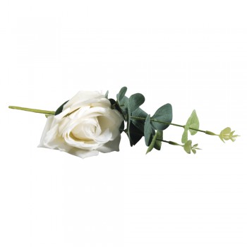 Růže s eukalyptem, 28cm - smetanověbílá