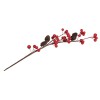 Umělá větvička, 35cm - červené bobulky s olšovými šiškami