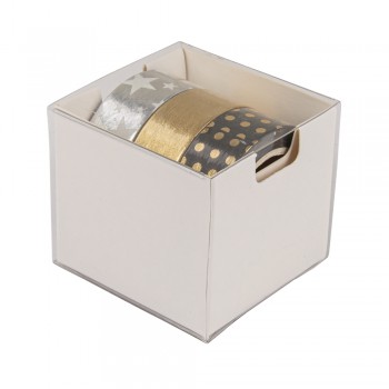Washi Tape Set černá/zlatá/stříbrná, 15mm, 3 dekory á 10m, Box 30m