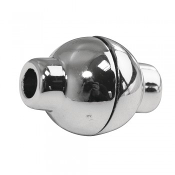 Magnetické zapínání duté - kulaté, 20x14mm, stříbrné, pr.otvoru 4mm 