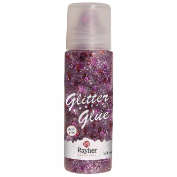 Glitrové lepidlo 50ml - růžovo-stříbrná srdíčka