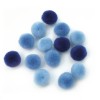 Pomponky,  modrá směs, 15 mm,60ks