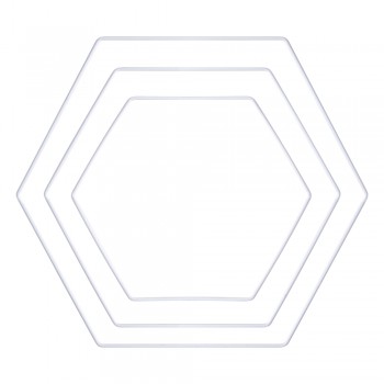 Set drátěných polotovarů, 3 velikosti - hexagon, bílá