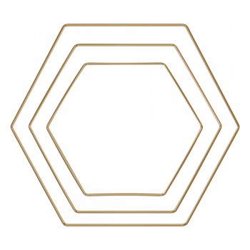 Set drátěných polotovarů, 3 velikosti - hexagon, zlatá