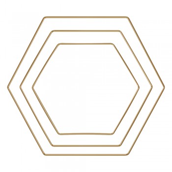 Set drátěných polotovarů, 3 velikosti - hexagon, zlatá