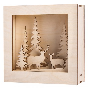 3D- dřevěný obrázek - Zimní les, 20x20x6,6cm, 14-ti dílný set