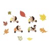 Přízdoba podzimní - ježečci + lístky, barevné 3,3-4,8cm, 12ks