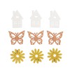 Dřevěná přízdoba - Kytička, domeček, motýl, 9ks