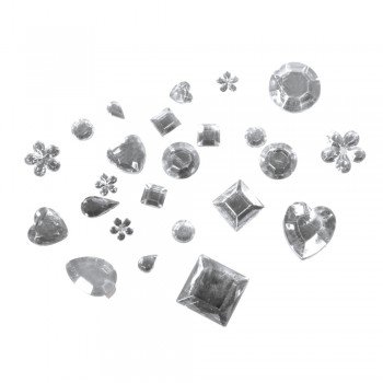 Akryl-štras-kamínky pro dekorování, 1000ks směs tvarů - krystal