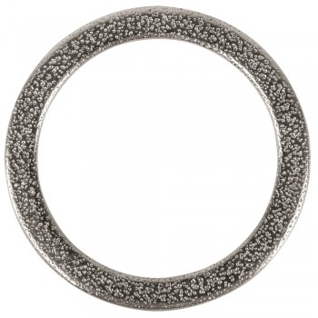 Bižuterní kroužek kovový, plochý, stříbrný, pr.37mm - tepaný