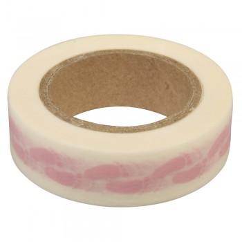 Washi Tape 15mm, 15m - chodidla sv. růžová