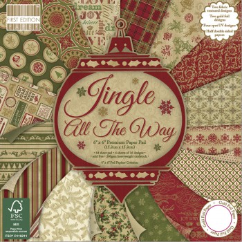 Blok scrap. papírů - Jingle all the way,15,2x15,2cm, 200 g/m2, 64listů